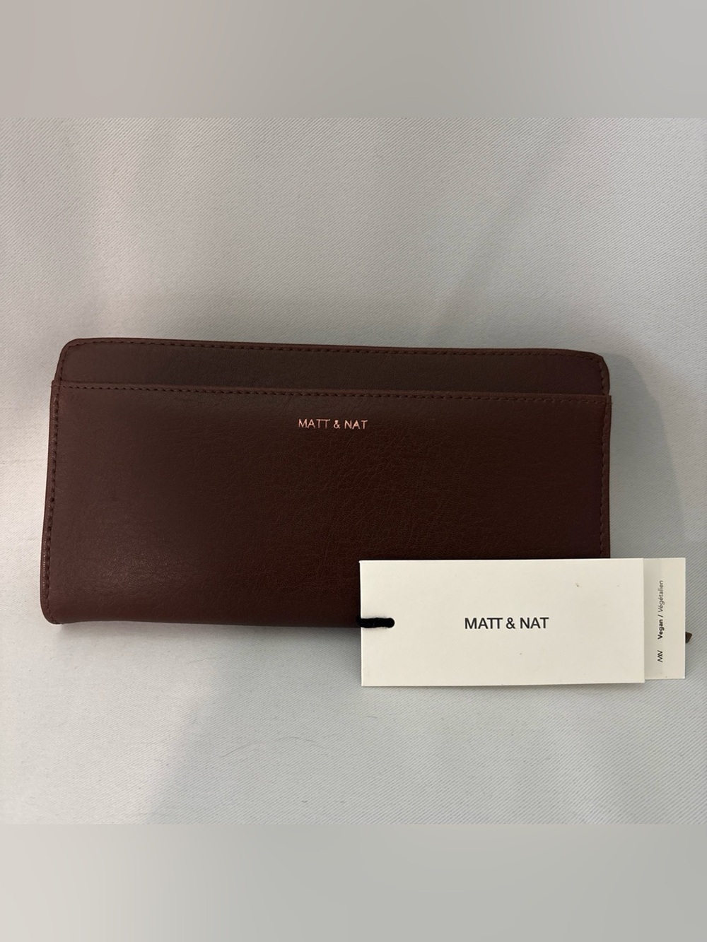 Matt & Nat Weber Vegan Coffee Brown Wallet with Rose Gold Logo